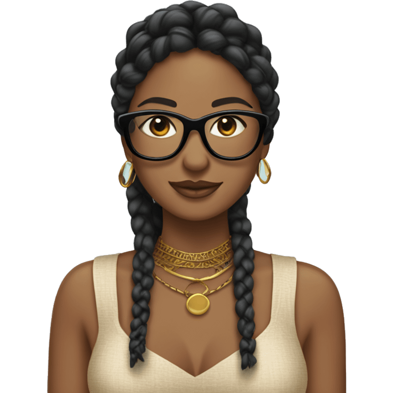 Morena con trenzas africanas y gafas negras  emoji