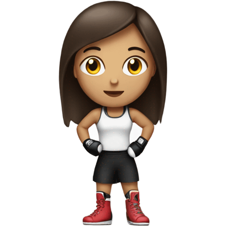 Brunette white girl wearing boxing gloves emoji