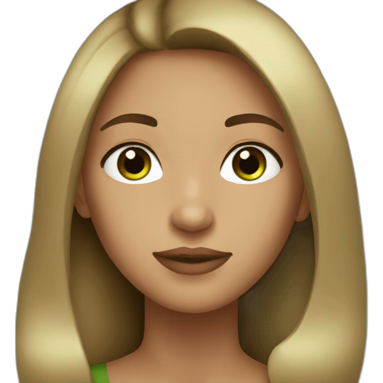 Woman Latina with long hair brown and green eyes  emoji