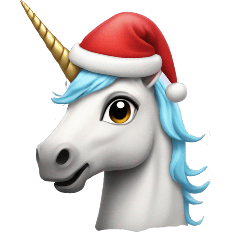 Unicorn wearing a Santa hat emoji