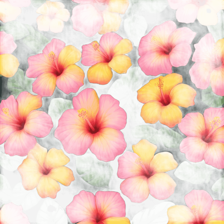 Pink and yellow Hibiscus flower emoji