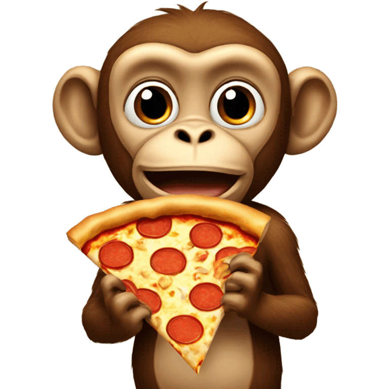 Monkey with a big slice of pizza emoji