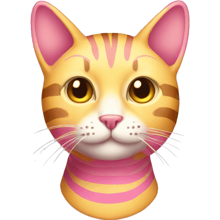 Pink and yellow striped cat emoji