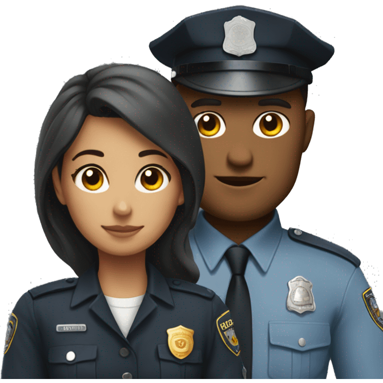 Civil Girl and police man with dark grey uniform emoji