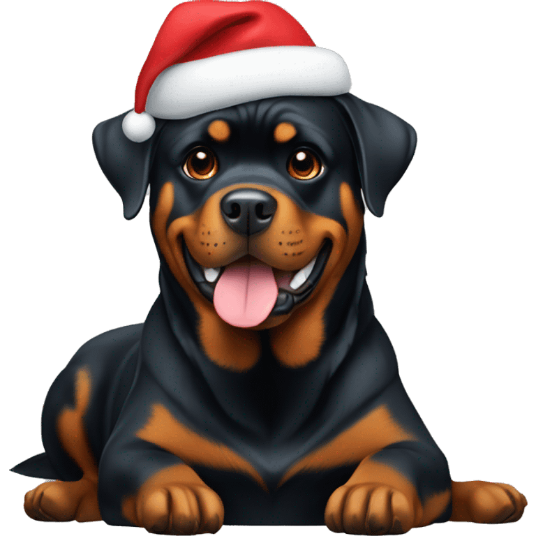 rottweiler with christmas hat emoji