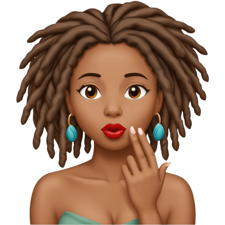 Black woman with locs blowing kisses emoji