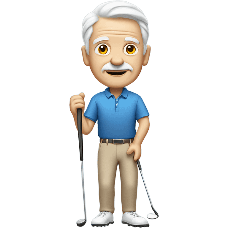 Elderly white male no facial hair and no cane playing golf emoji