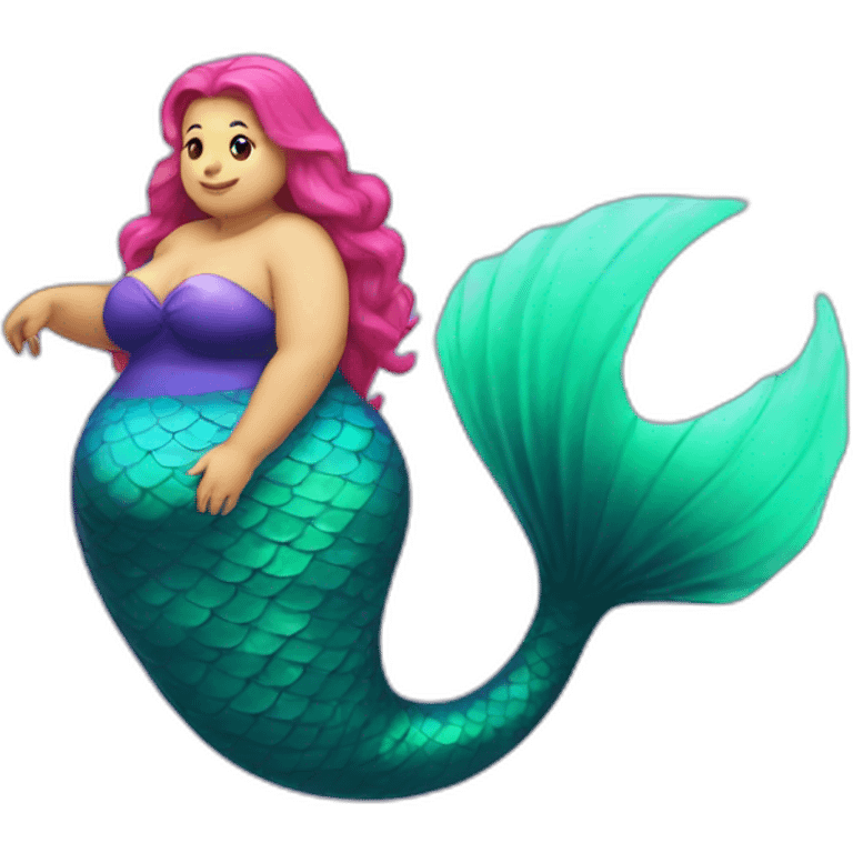 fat mermaid with neon tail emoji