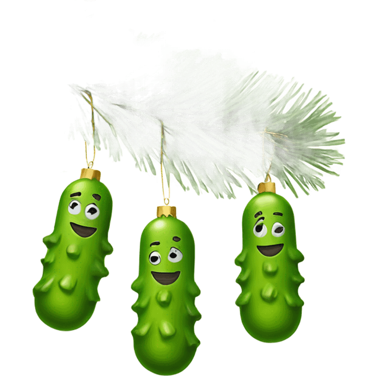 Vintage Christmas tree ornaments in shape of pickle  emoji