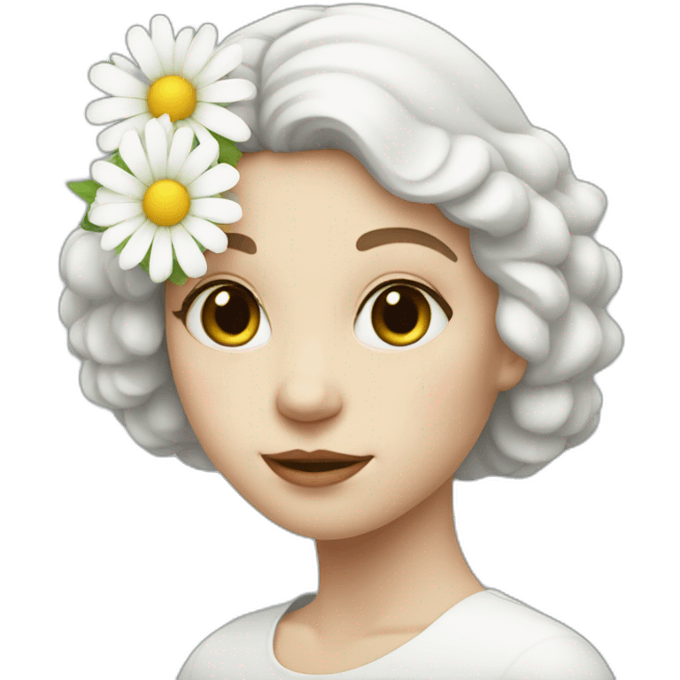 the white face girl with flower emoji