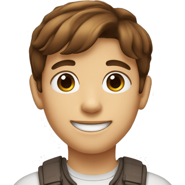 little 9 years old guy with brown hair and smiling emoji