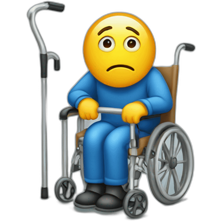 Sad Handicapped Worker on crutches emoji