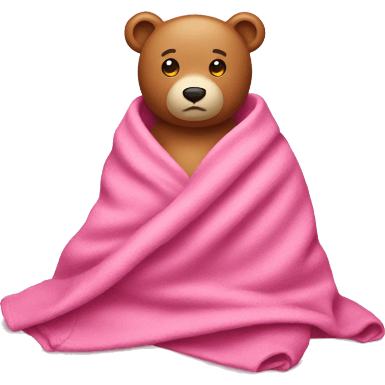 Pink bear wearing pink blanket emoji