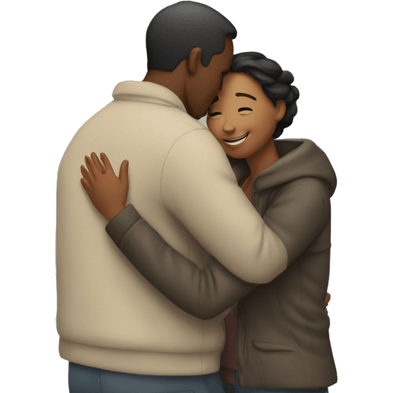 Woman hugging a man emoji