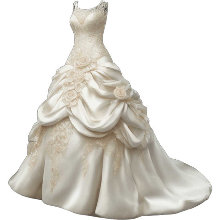 Hyper Realistic ornate satin Wedding dress displays with roses emoji