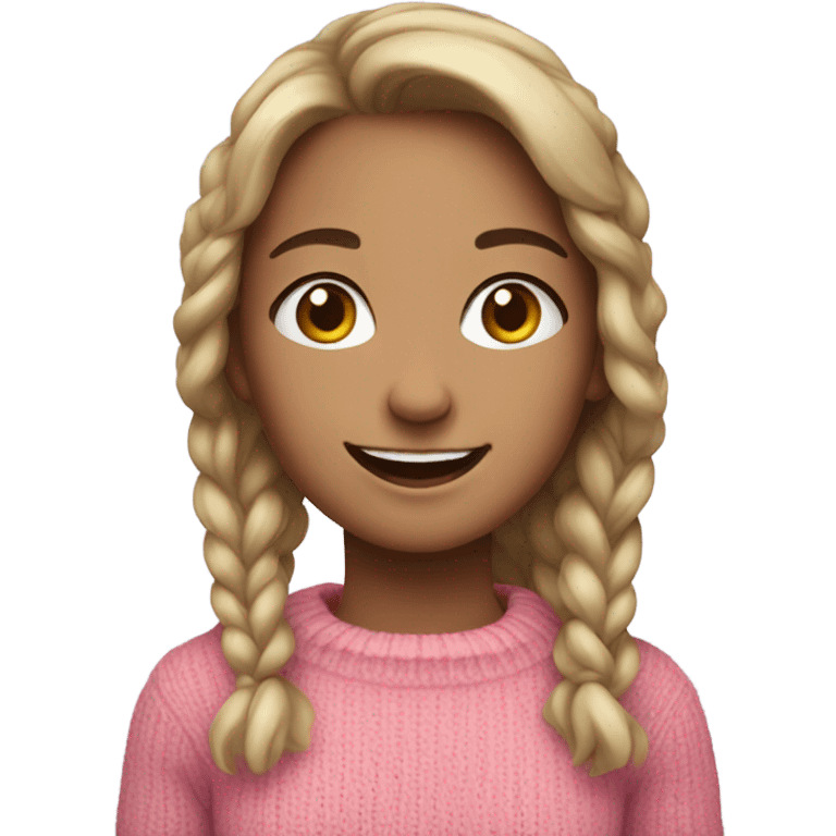 smiling girl in pink sweater emoji