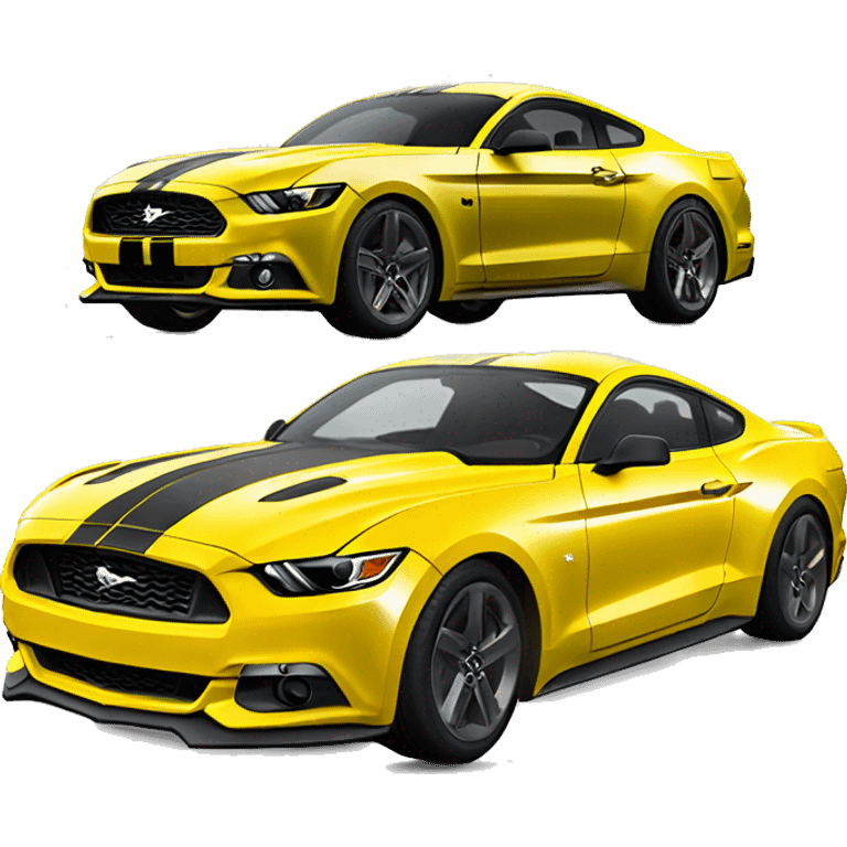 Create me an emoji of a 2015 Mustang GT, yellow with tinted windows and windshield. black wheels. No stripes emoji