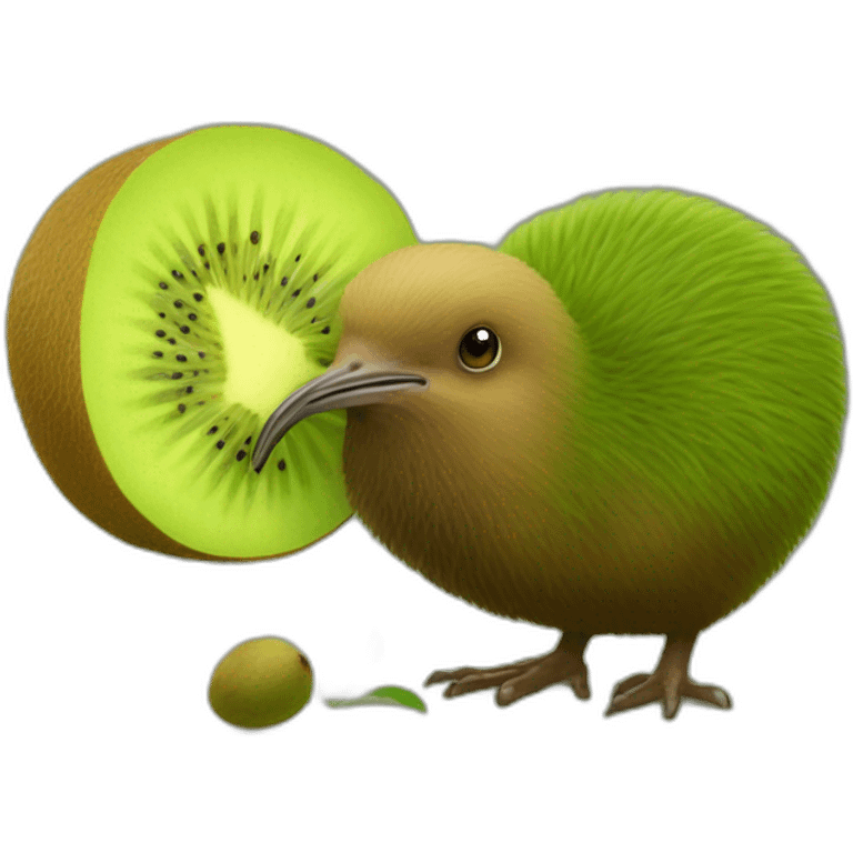 Oiseau kiwi qui mange un kiwi emoji