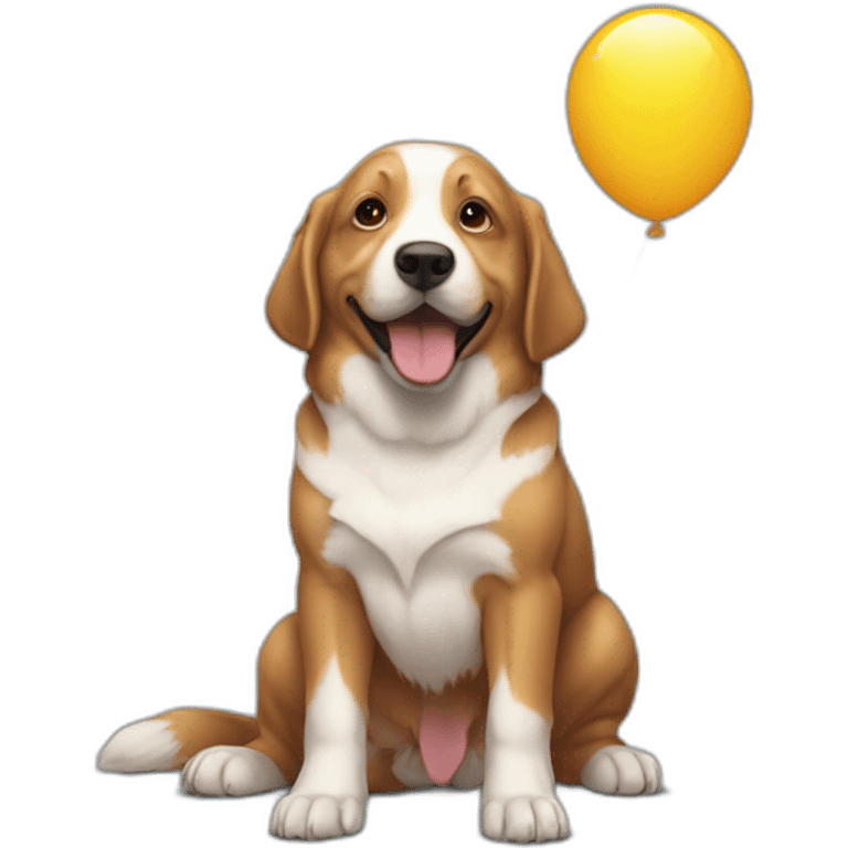 Chien sur Elon Musk qui tient un ballon emoji