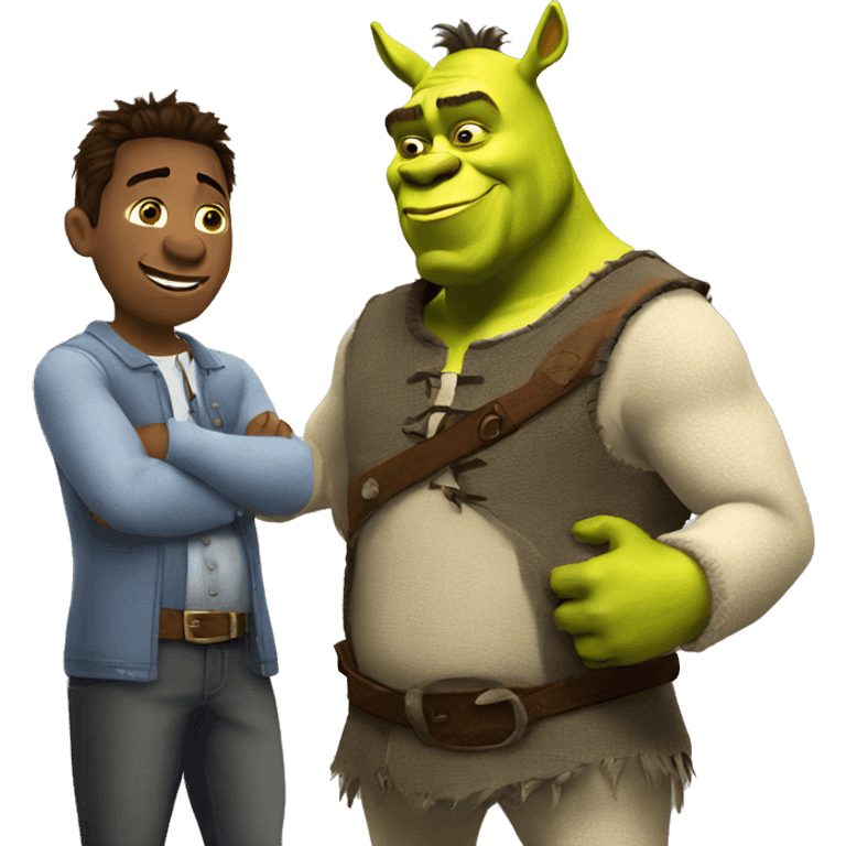 Shrek interviews a donkey emoji