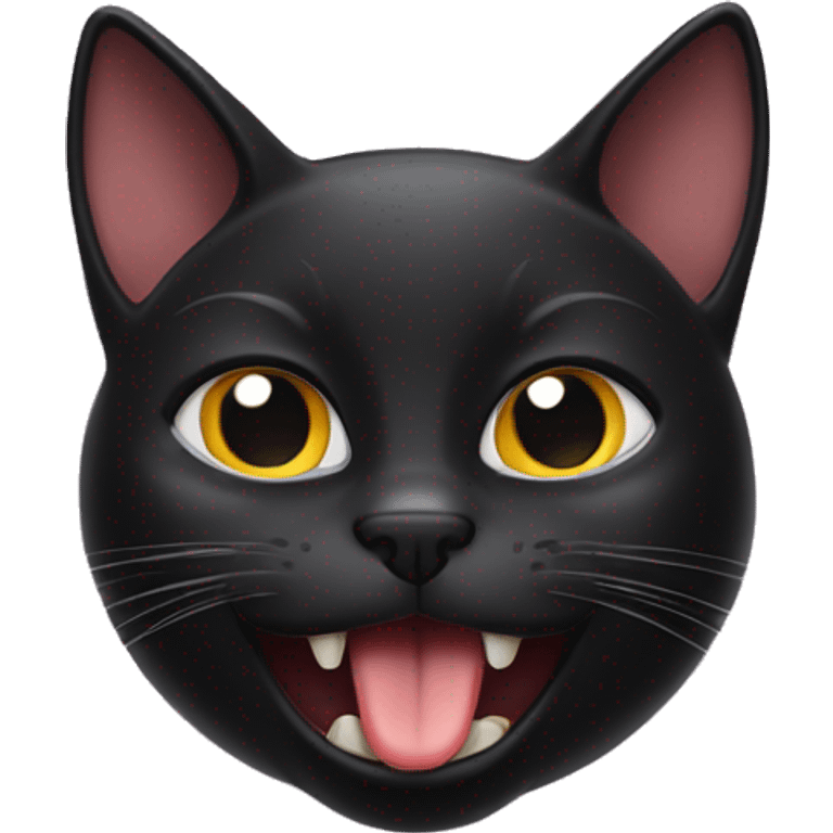 black cat with tongue out emoji