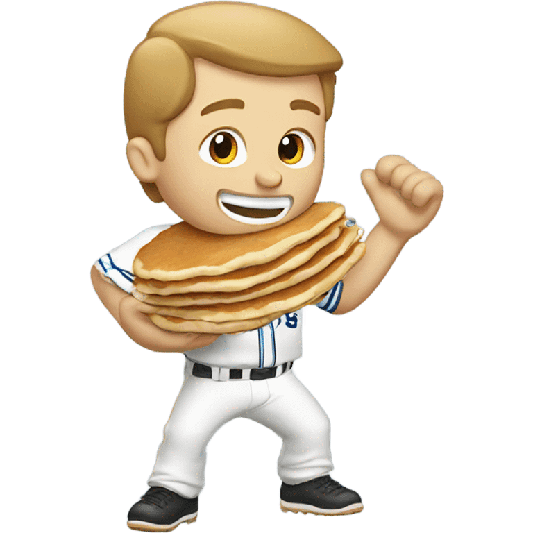 White man, playing baseball eating pancakes emoji