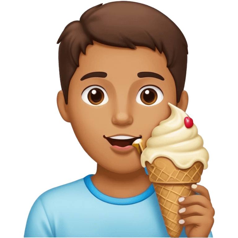 A person eating a ice cream emoji