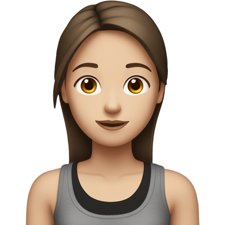 brown straight hair girl white skin black tank top  emoji