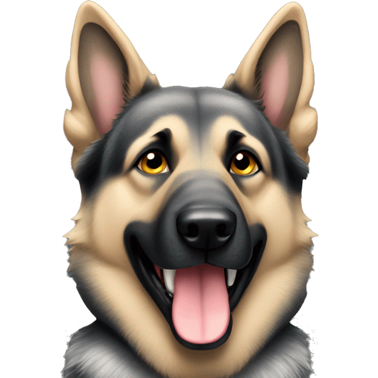 Grey German Shepherd with flexed ear  emoji