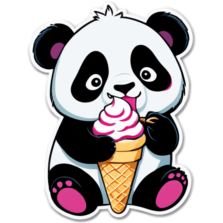 Panda eating ice cream emoji