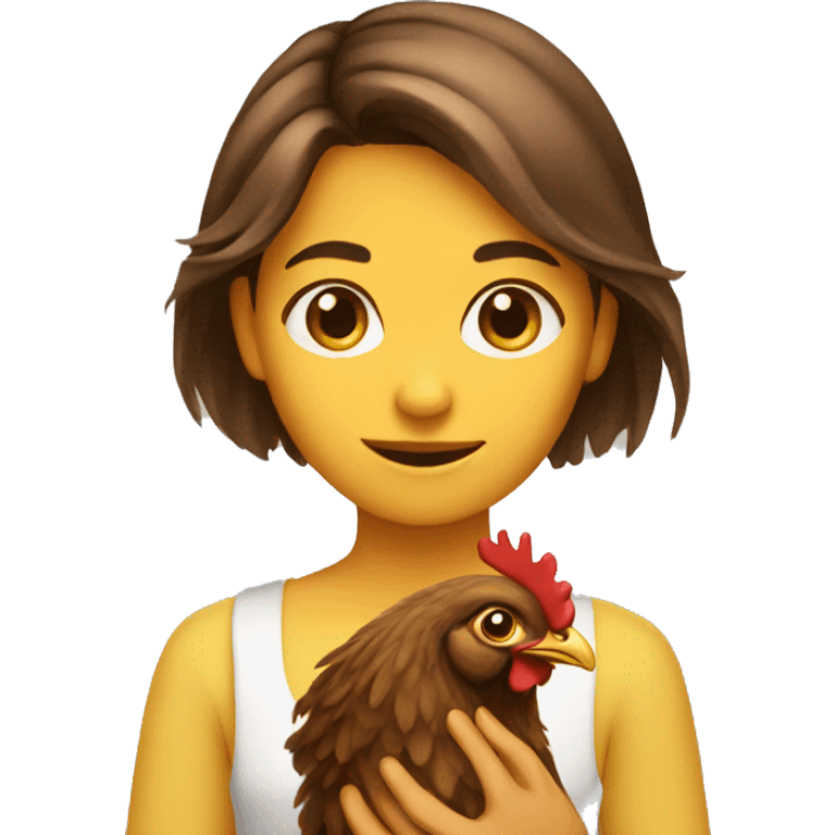 Brown hair girl with chicken  emoji