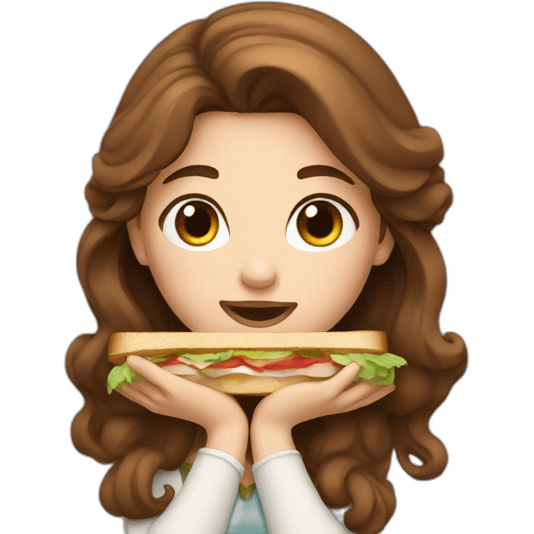 Brown Hair princess eating a sandwich emoji