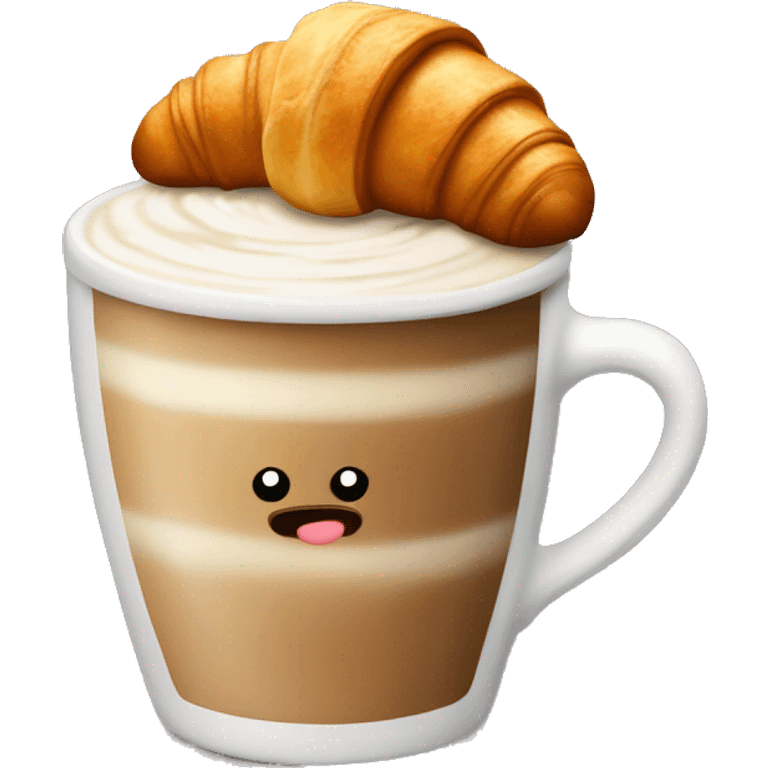 Cup of cappuccino with croissant emoji