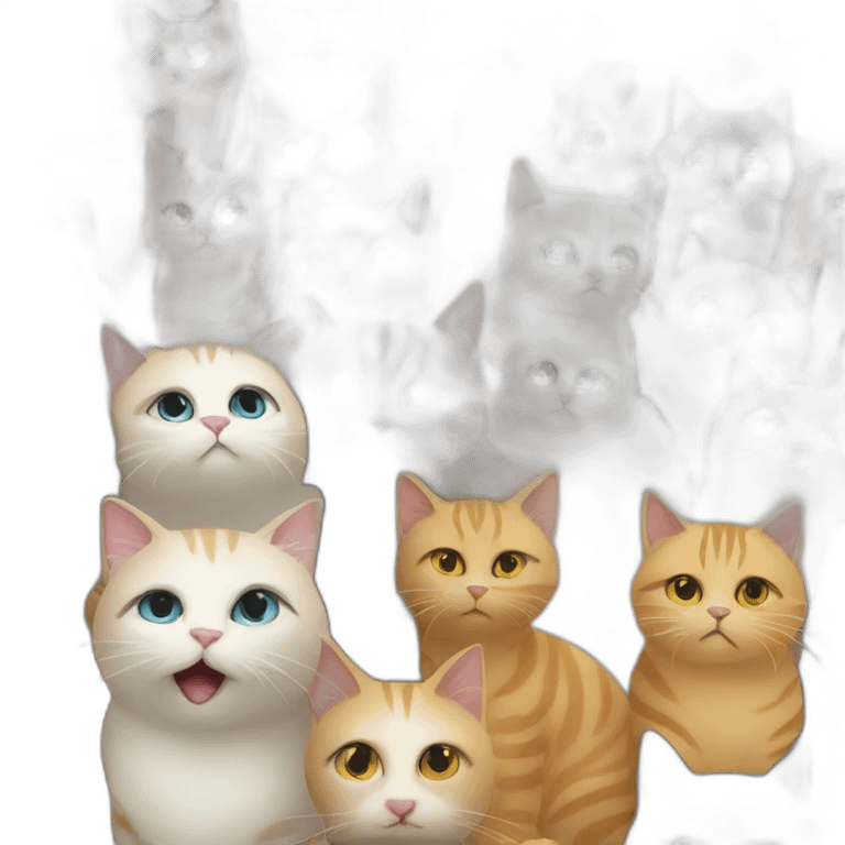 Cat waiting in a queue with other cats emoji