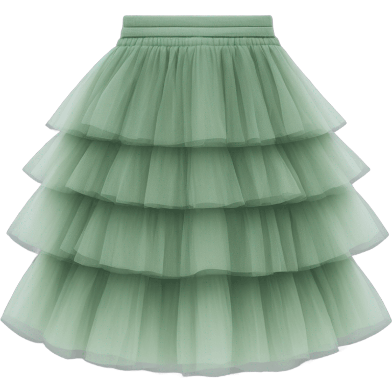 Long Sage Green tiered tulle skirt, isolated emoji