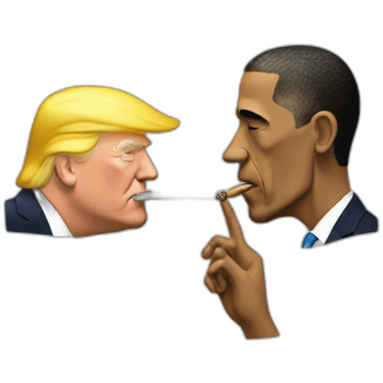 trump smoking a blunt with obama emoji