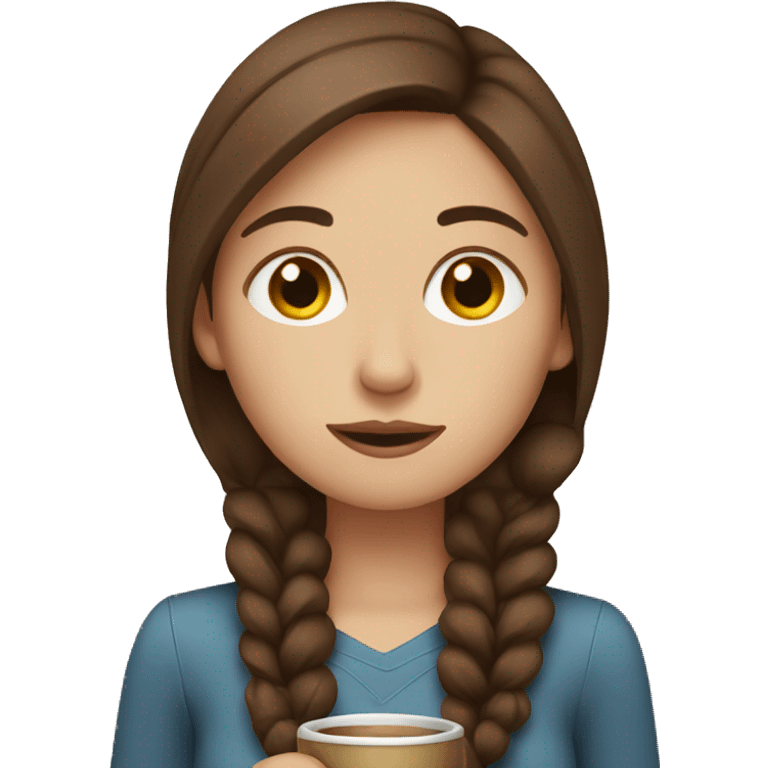 Brown hair girl drinking coffee emoji