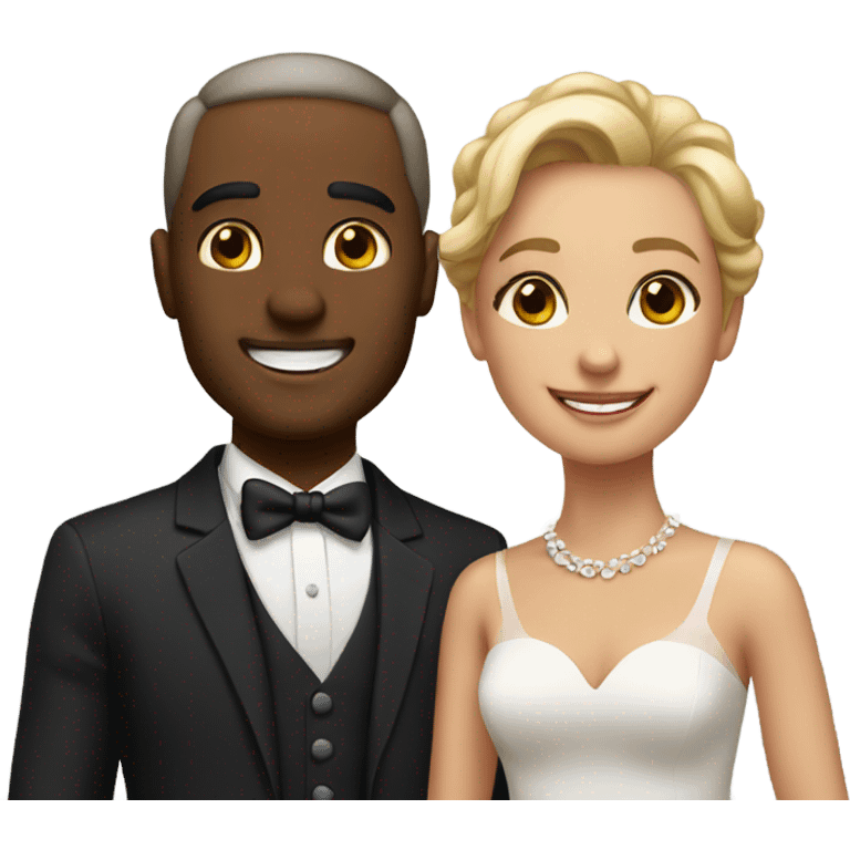 smiling couple in formal attire make us into emoji emoji