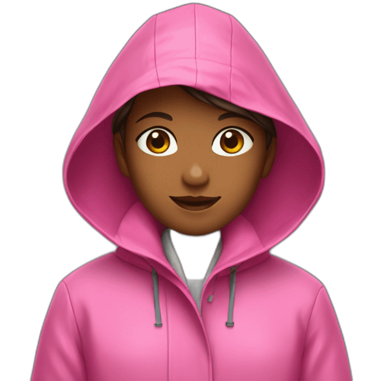 Girl with a pink raincoat emoji