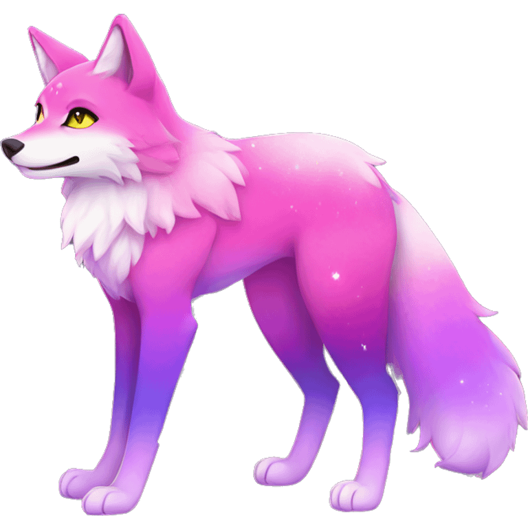 Colorful gradient-Sparkle-fox-wolf-cat-nebula-fursona full body emoji