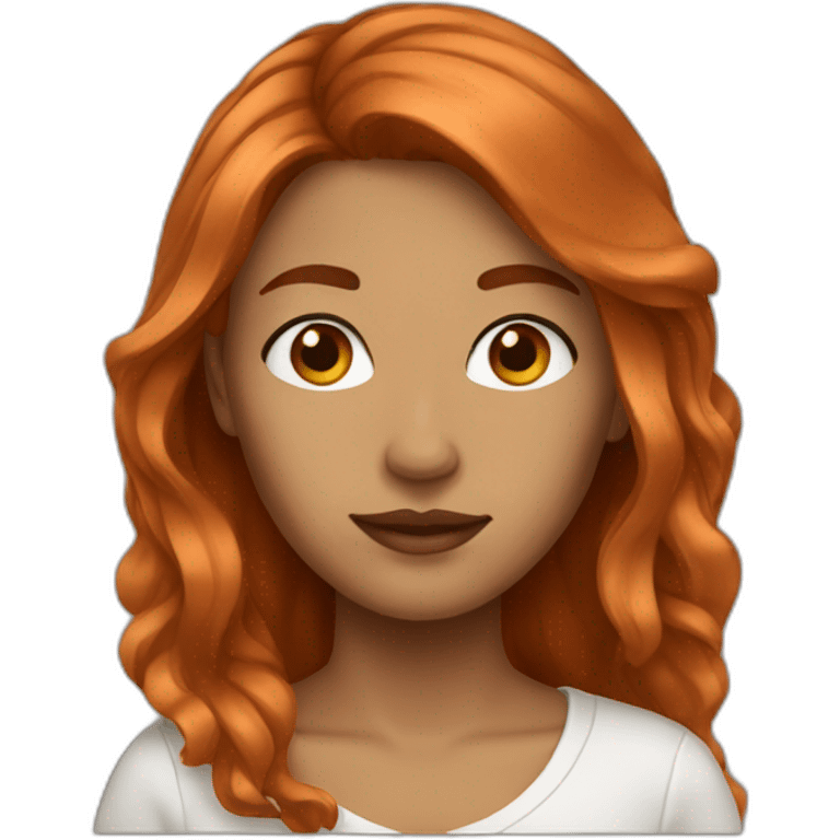 Woman copper hair and brown eyes emoji