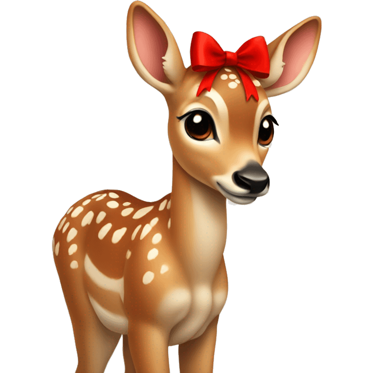 fawn with a red bow on it’s neck  emoji