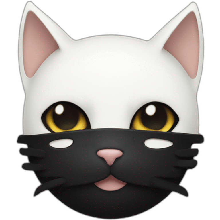 black white cat with a black batman mask emoji