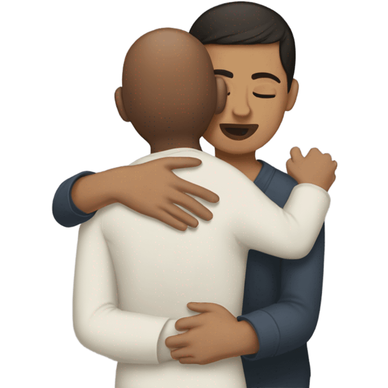 Comforting hug from brunette Puerto Rican woman to shorter bald male emoji