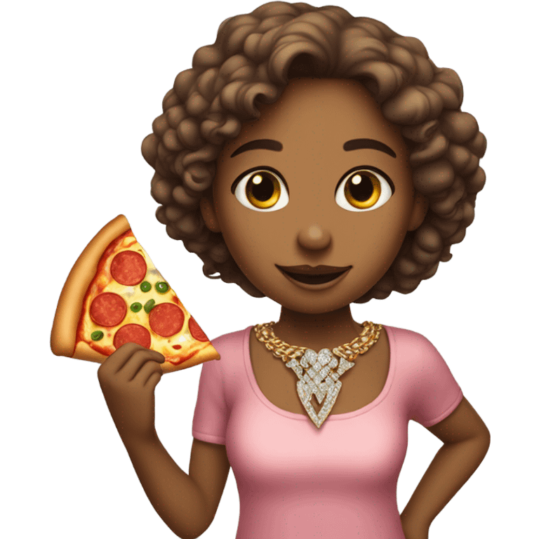 girl with pizza and jewelry emoji