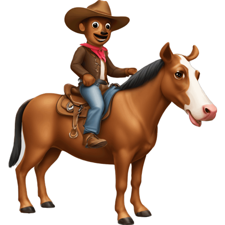 Weiner dog riding a horse with a cow boy hat on emoji