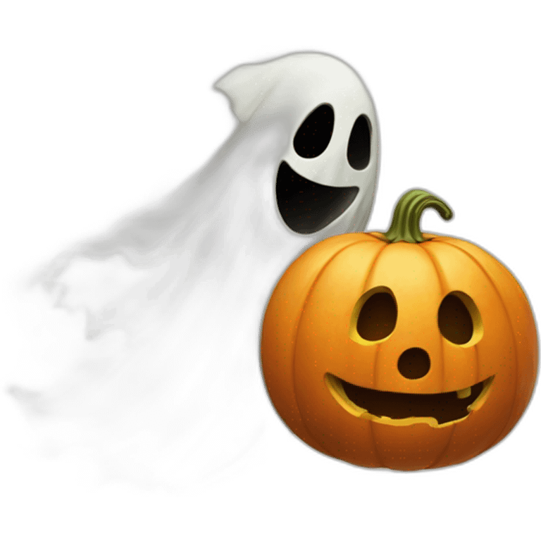 ghost chasing a pumpkin emoji