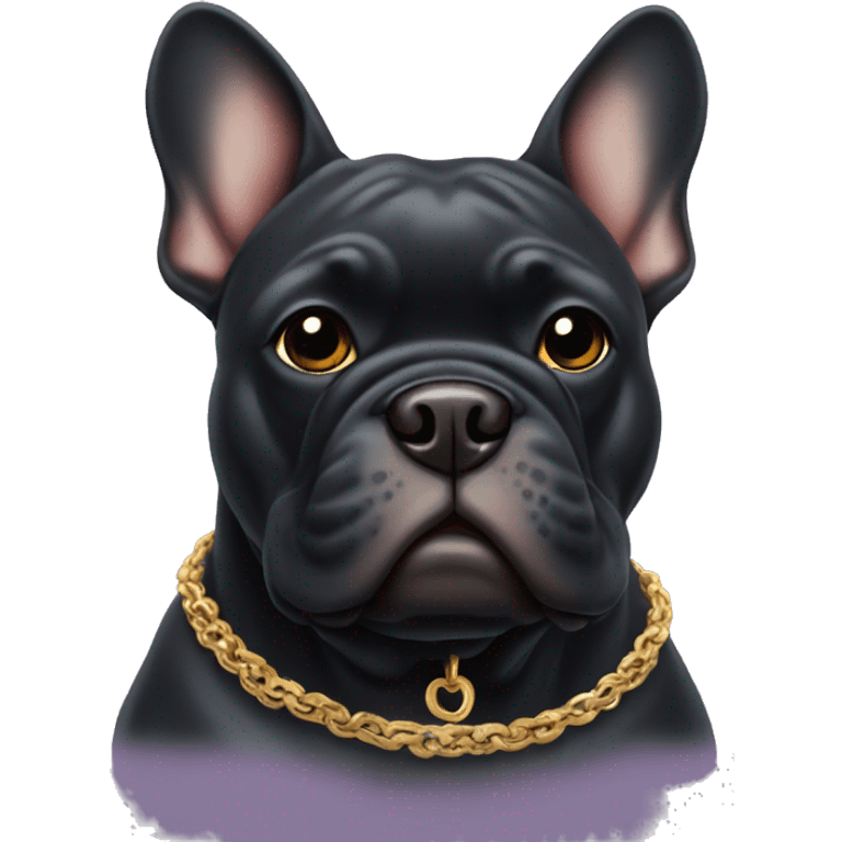 black french bull dog wearing necklace emoji