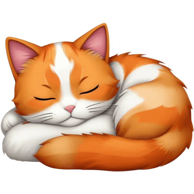 Meme-Worthy Cute Sleeping Calico Cat Portrait Emoji, Head resting peacefully with a content, gentle smile and softly closed eyes, featuring a delicate patchwork fur in vibrant orange, black, and white hues, simplified yet irresistibly endearing, highly detailed, glowing with a soft, drowsy radiance, high shine, exuding relaxed and utterly lovable charm, styled with a gentle, soft glowing outline, capturing the essence of a sleeping calico cat that appears destined to become a viral icon of adorable rest! emoji