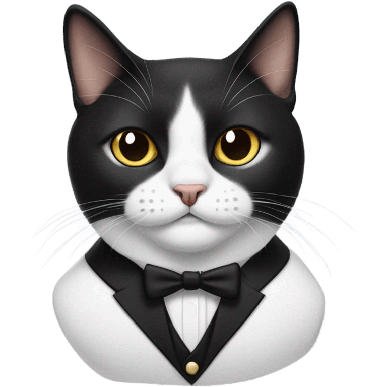 Black and white tuxedo cat with half a Hitler mustache emoji